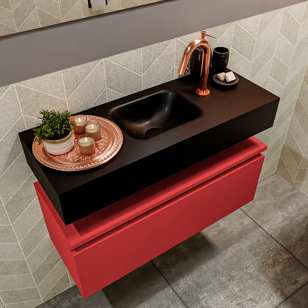 MONDIAZ ANDOR 80cm toiletmeubel fire. LEX 80cm wastafel urban positie midden. Met 1 kraangat - Afbeelding 2