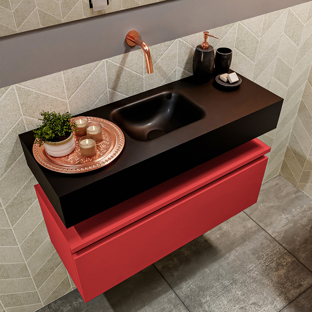 MONDIAZ ANDOR 80cm toiletmeubel fire. LEX 80cm wastafel urban positie midden. Zonder kraangat - Afbeelding 2