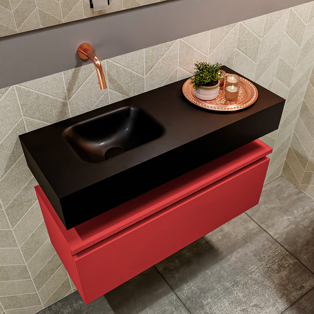 MONDIAZ ANDOR 80cm toiletmeubel fire. LEX 80cm wastafel urban positie links. Zonder kraangat - Afbeelding 2