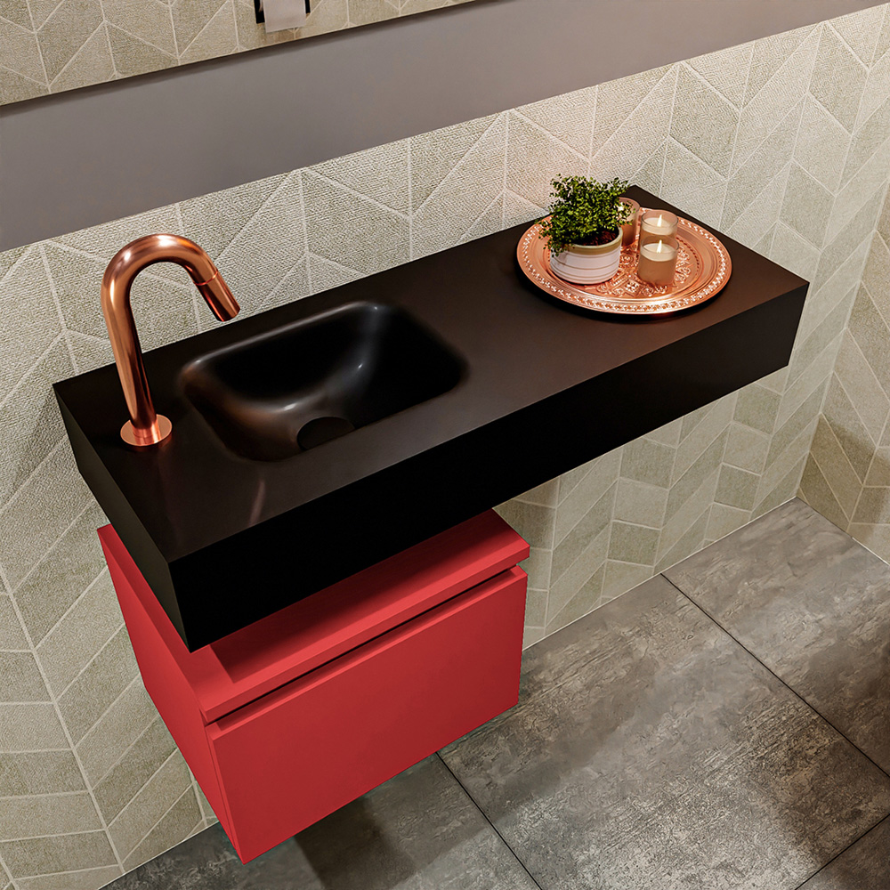 MONDIAZ ANDOR 40cm toiletmeubel fire. LEX 80cm wastafel urban positie links. Met 1 kraangat - Afbeelding 2