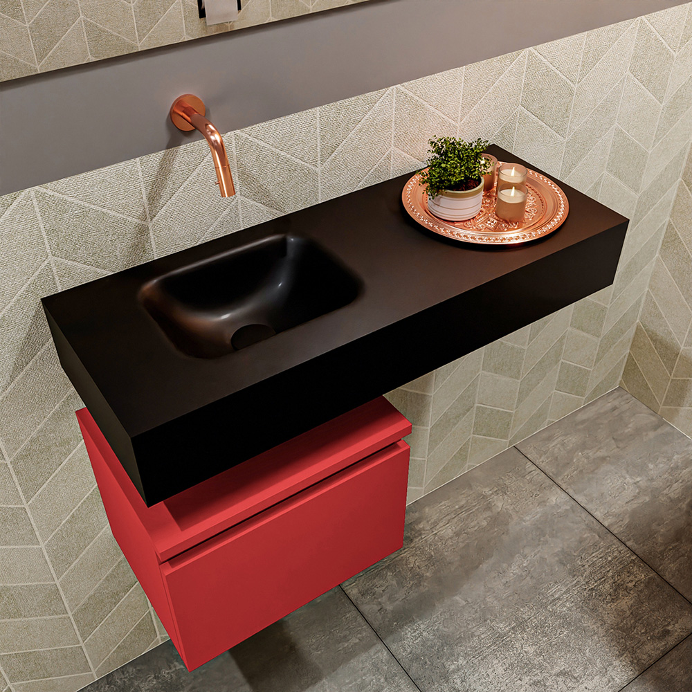 MONDIAZ ANDOR 40cm toiletmeubel fire. LEX 80cm wastafel urban positie links. Zonder kraangat - Afbeelding 2