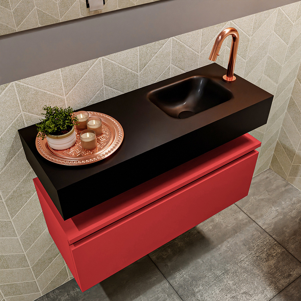 MONDIAZ ANDOR 80cm toiletmeubel fire. LEX 80cm wastafel urban positie rechts. Met 1 kraangat - Afbeelding 2