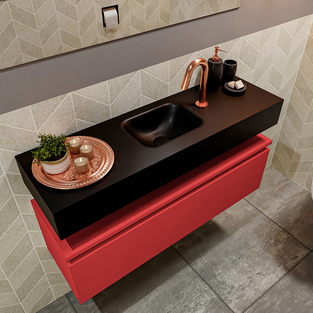 MONDIAZ ANDOR 100cm toiletmeubel fire. LEX 100cm wastafel urban positie midden. Met 1 kraangat - Afbeelding 2