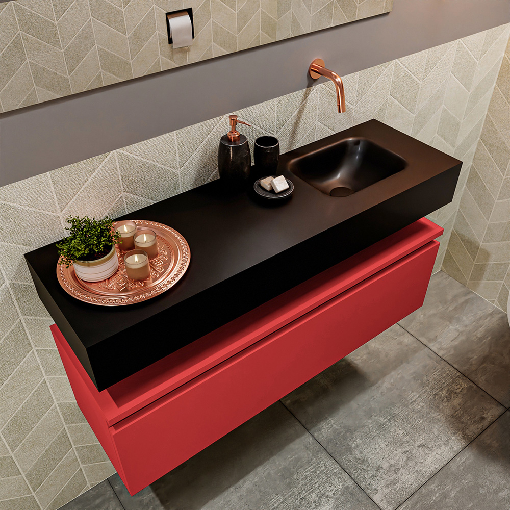 MONDIAZ ANDOR 100cm toiletmeubel fire. LEX 100cm wastafel urban positie rechts. Zonder kraangat - Afbeelding 2