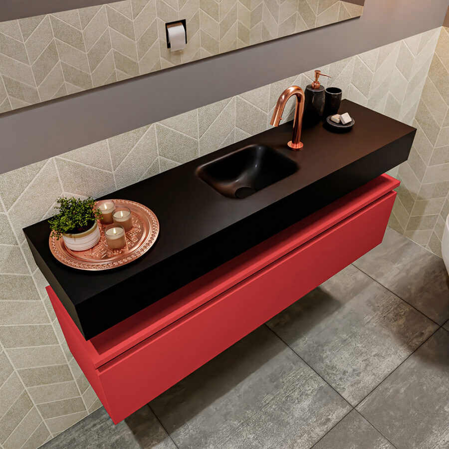 MONDIAZ ANDOR 120cm toiletmeubel fire. LEX 120cm wastafel urban positie midden. Met 1 kraangat - Afbeelding 2