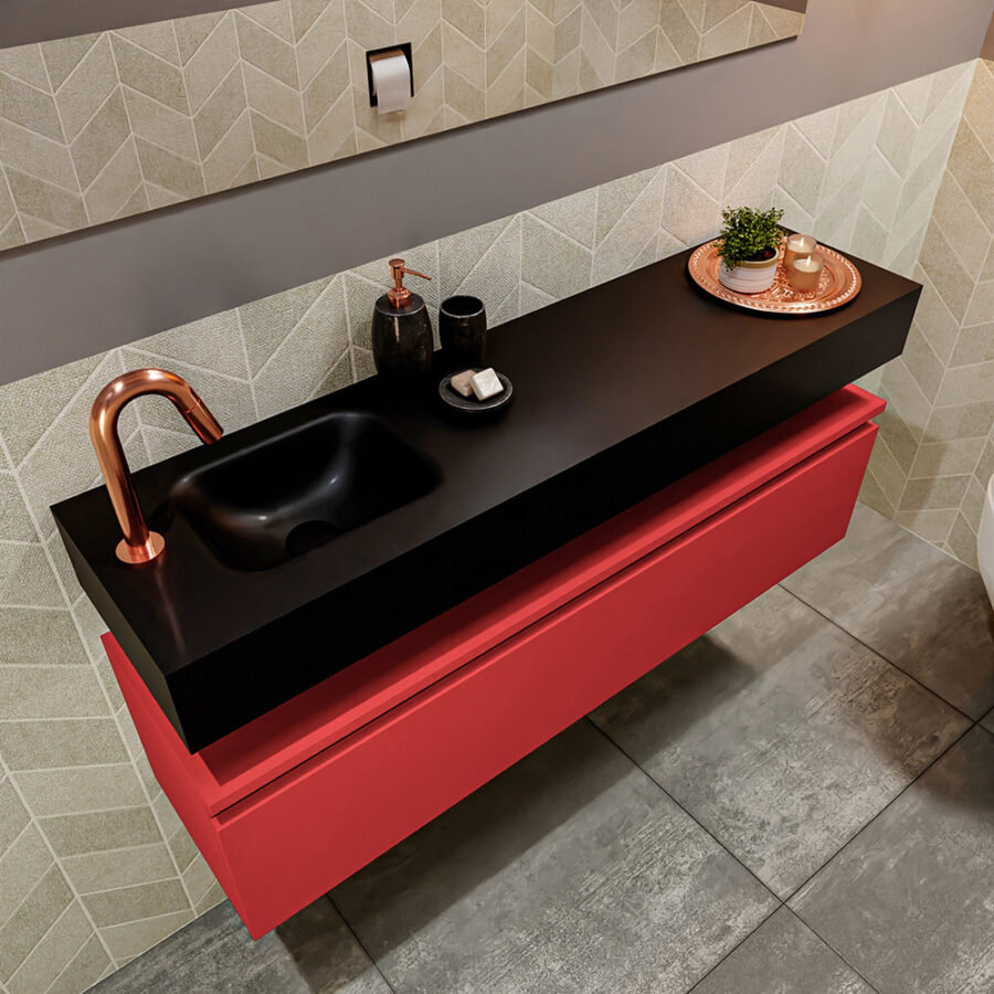 MONDIAZ ANDOR 120cm toiletmeubel fire. LEX 120cm wastafel urban positie links. Met 1 kraangat - Afbeelding 2