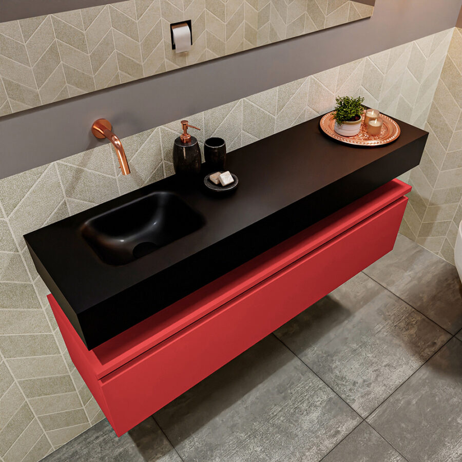 MONDIAZ ANDOR 120cm toiletmeubel fire. LEX 120cm wastafel urban positie links. Zonder kraangat - Afbeelding 2
