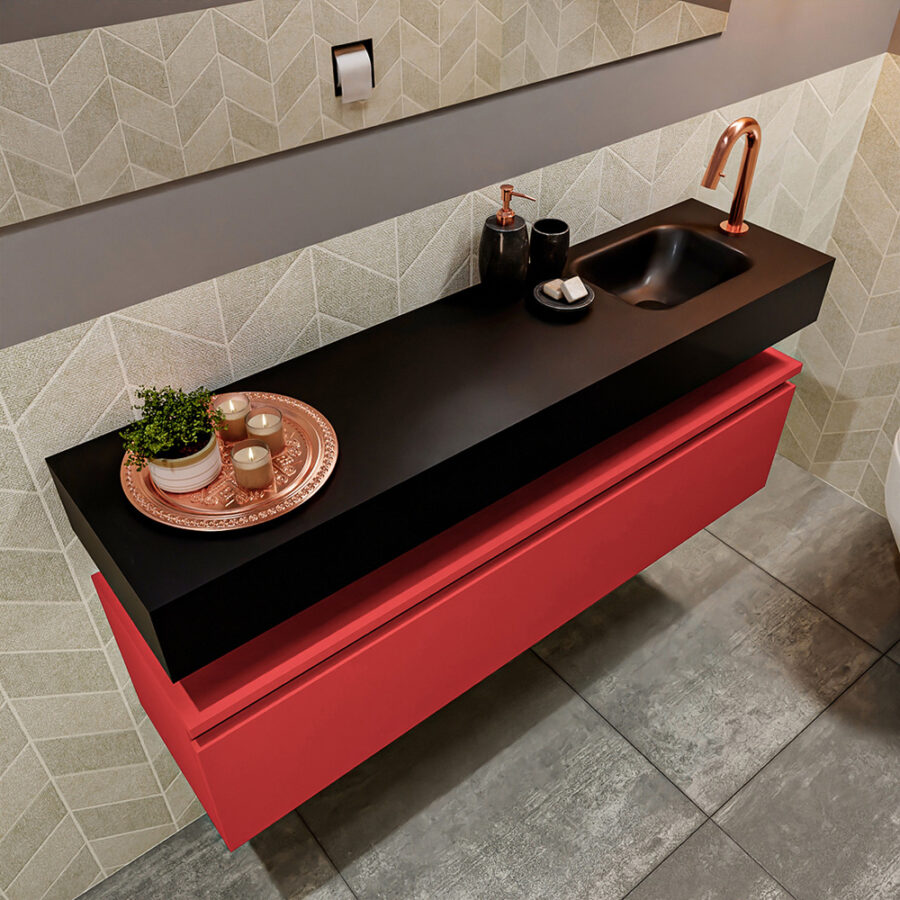 MONDIAZ ANDOR 120cm toiletmeubel fire. LEX 120cm wastafel urban positie rechts. Met 1 kraangat - Afbeelding 2