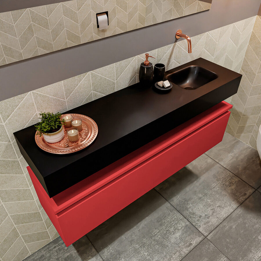 MONDIAZ ANDOR 120cm toiletmeubel fire. LEX 120cm wastafel urban positie rechts. Zonder kraangat - Afbeelding 2
