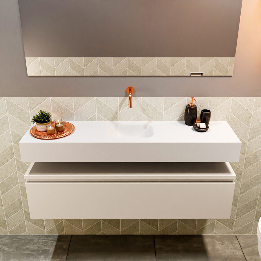 MONDIAZ ANDOR 120cm toiletmeubel linen. LEX 120cm wastafel talc positie midden. Zonder kraangat - Afbeelding 3