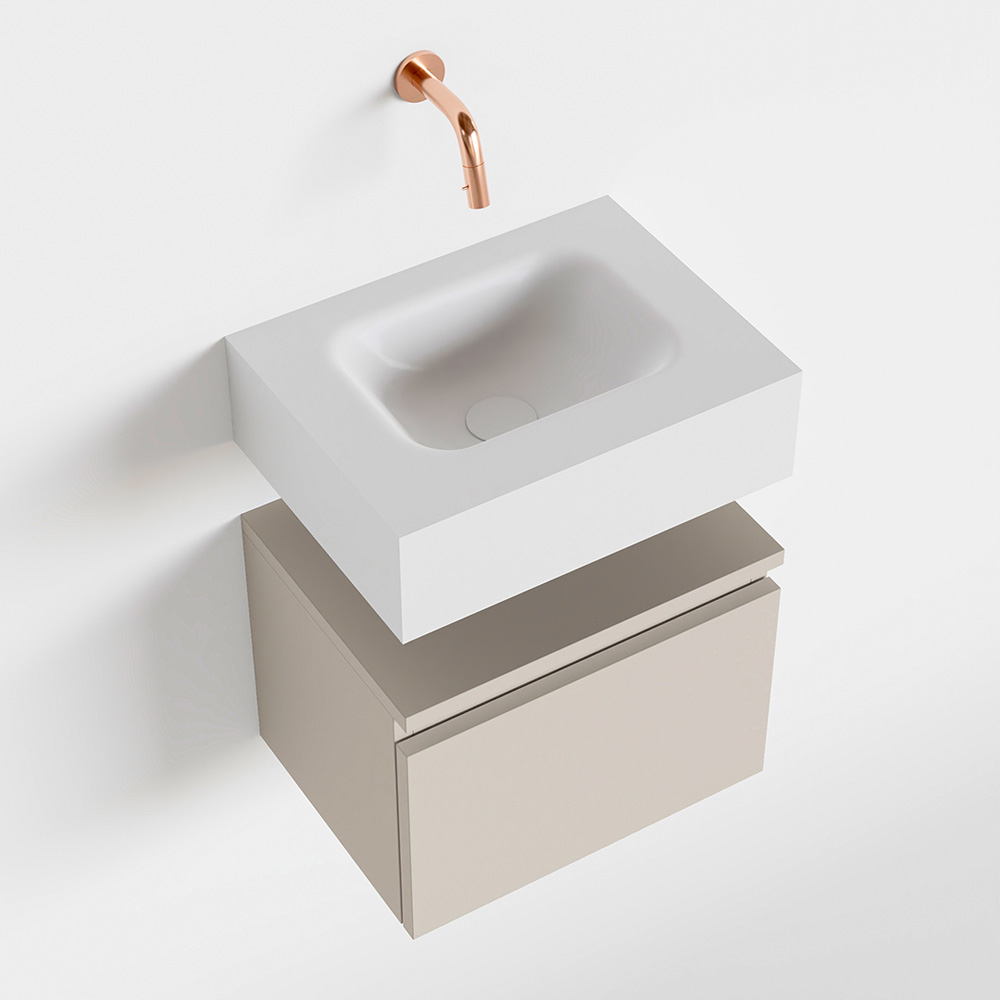 MONDIAZ ANDOR 40cm toiletmeubel linen. LEX 40cm wastafel talc positie midden. Zonder kraangat - Afbeelding 4