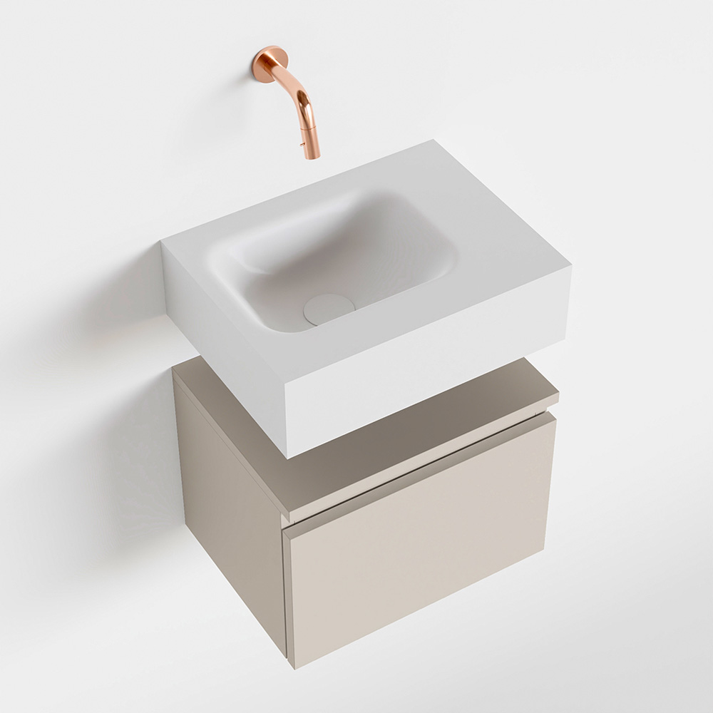 MONDIAZ ANDOR 40cm toiletmeubel linen. LEX 40cm wastafel talc positie links. Zonder kraangat - Afbeelding 4