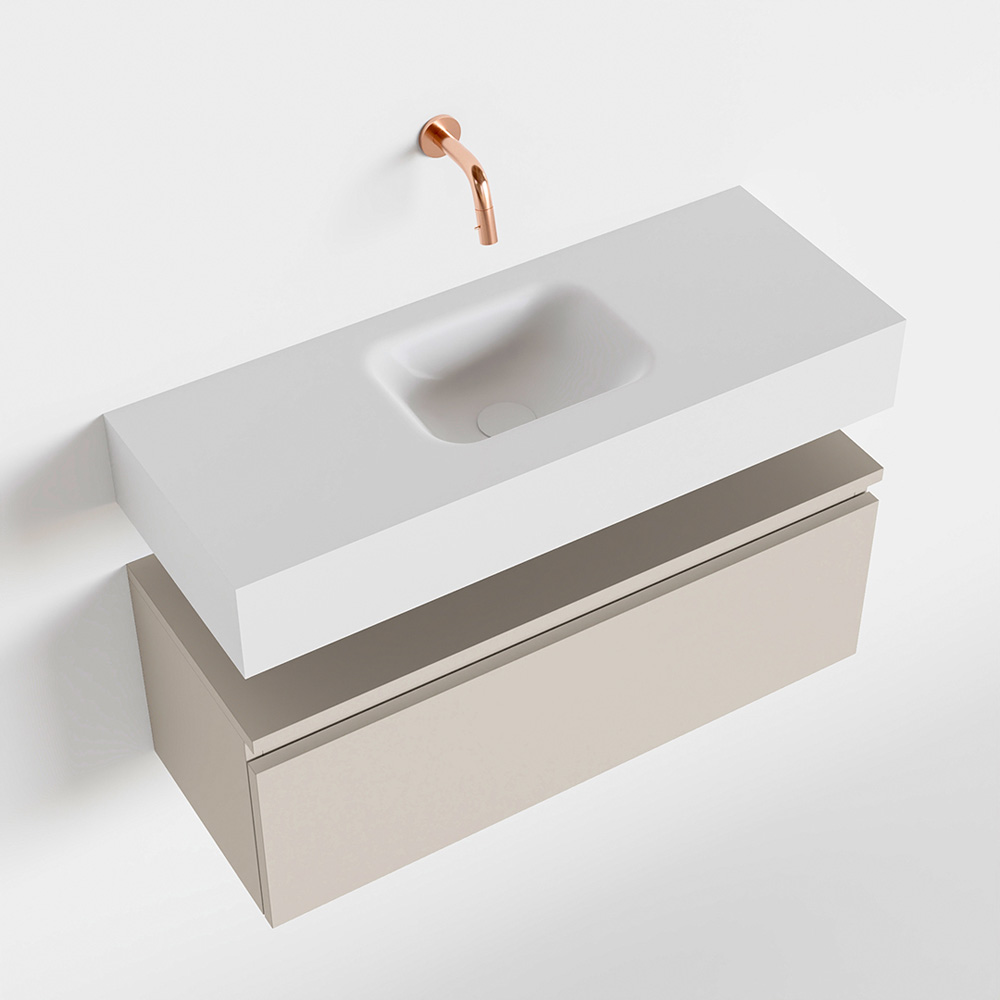 MONDIAZ ANDOR 80cm toiletmeubel linen. LEX 80cm wastafel talc positie midden. Zonder kraangat - Afbeelding 4