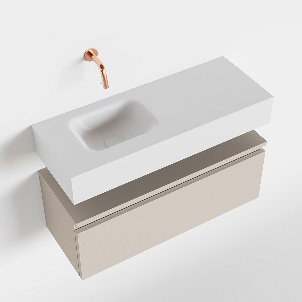 MONDIAZ ANDOR 80cm toiletmeubel linen. LEX 80cm wastafel talc positie links. Zonder kraangat - Afbeelding 4