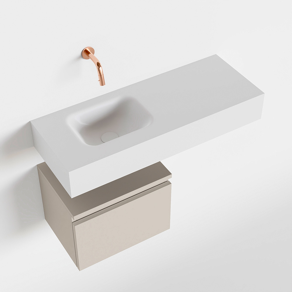 MONDIAZ ANDOR 40cm toiletmeubel linen. LEX 80cm wastafel talc positie links. Zonder kraangat - Afbeelding 4