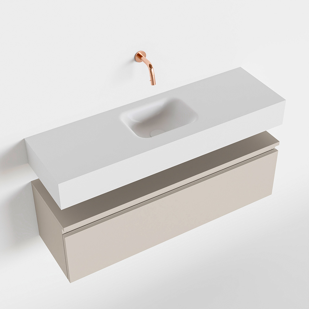 MONDIAZ ANDOR 100cm toiletmeubel linen. LEX 100cm wastafel talc positie midden. Zonder kraangat - Afbeelding 4