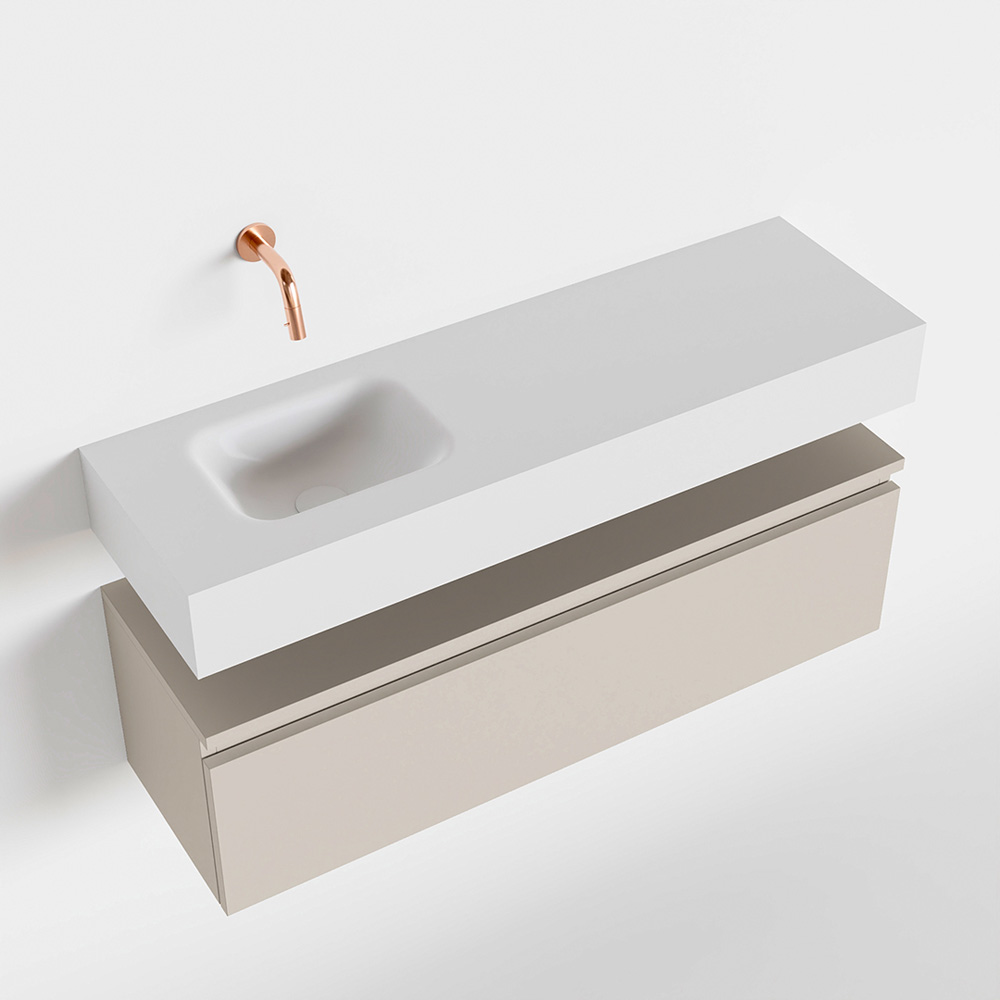 MONDIAZ ANDOR 100cm toiletmeubel linen. LEX 100cm wastafel talc positie links. Zonder kraangat - Afbeelding 4