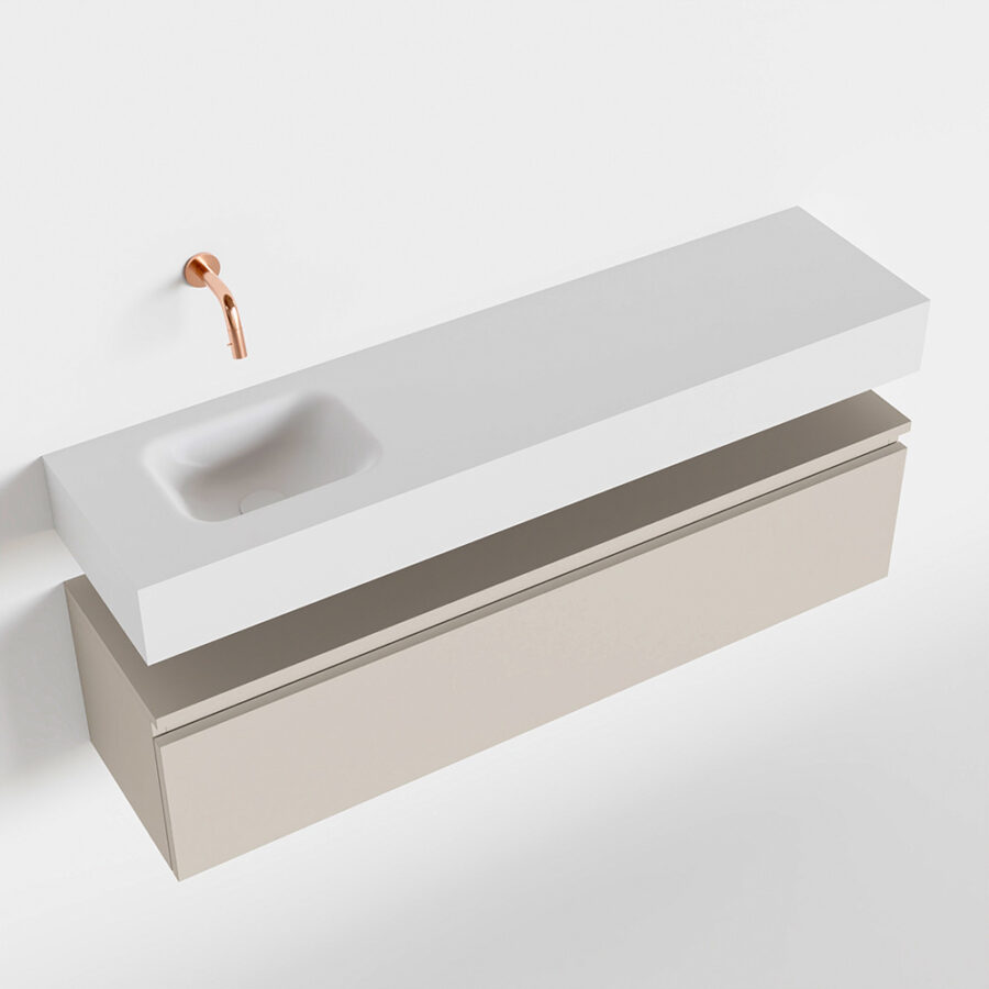 MONDIAZ ANDOR 120cm toiletmeubel linen. LEX 120cm wastafel talc positie links. Zonder kraangat - Afbeelding 4