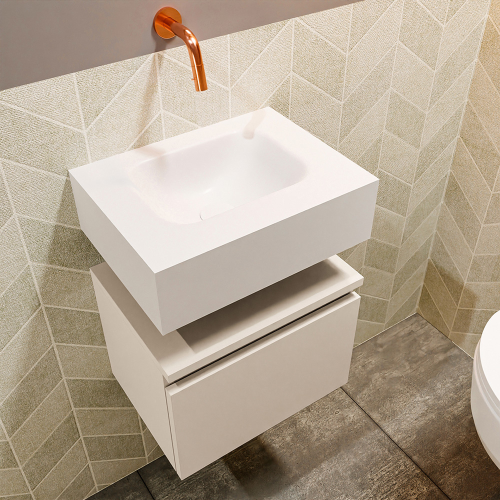 MONDIAZ ANDOR 40cm toiletmeubel linen. LEX 40cm wastafel talc positie midden. Zonder kraangat - Afbeelding 2