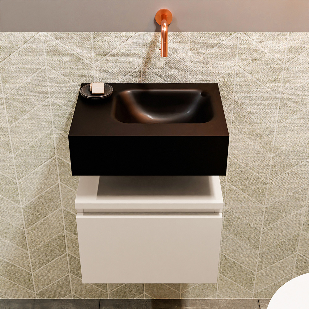 MONDIAZ ANDOR 40cm toiletmeubel linen. LEX 40cm wastafel urban positie rechts. Zonder kraangat - Afbeelding 3