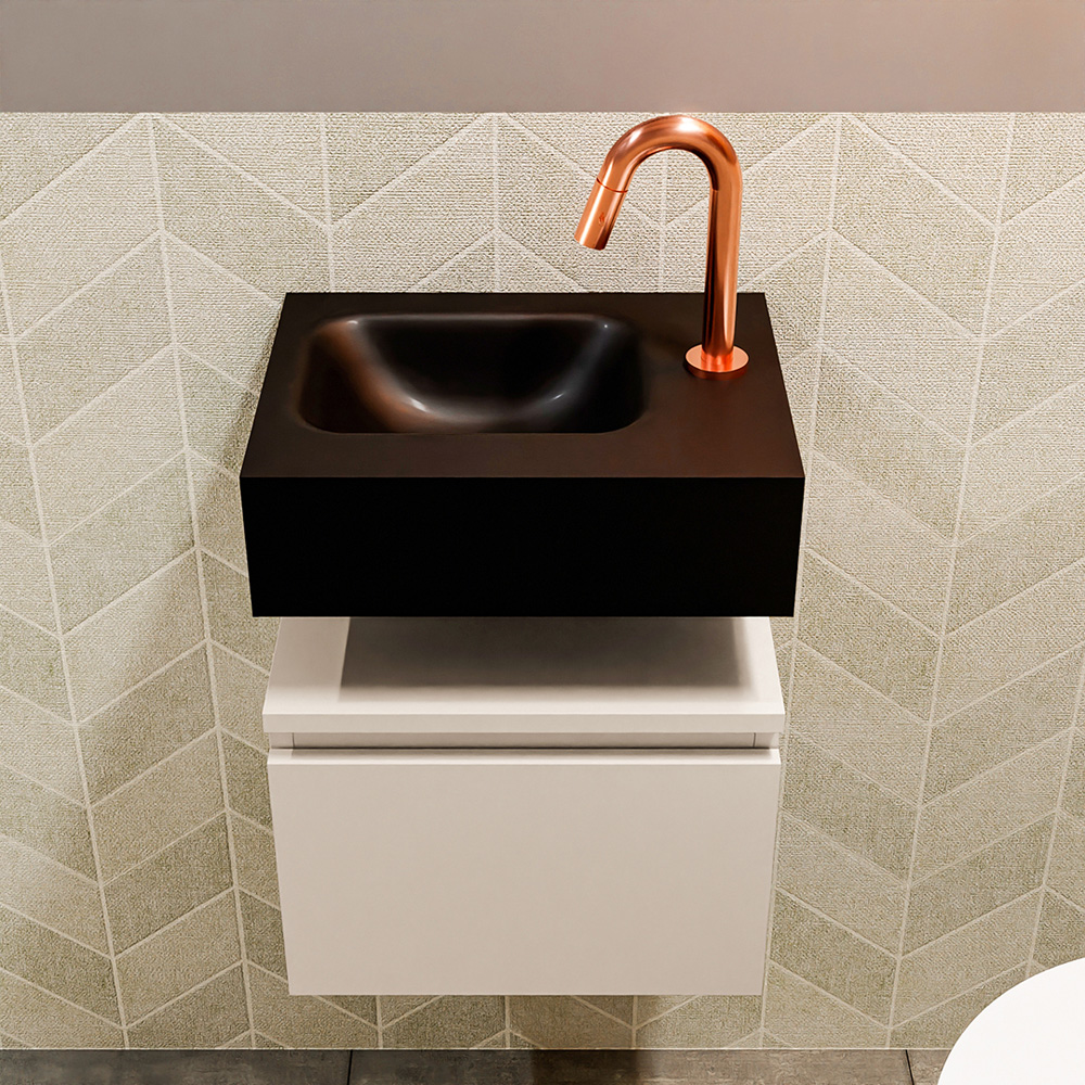 MONDIAZ ANDOR 40cm toiletmeubel linen. LEX 40cm wastafel urban positie links. Met 1 kraangat - Afbeelding 3