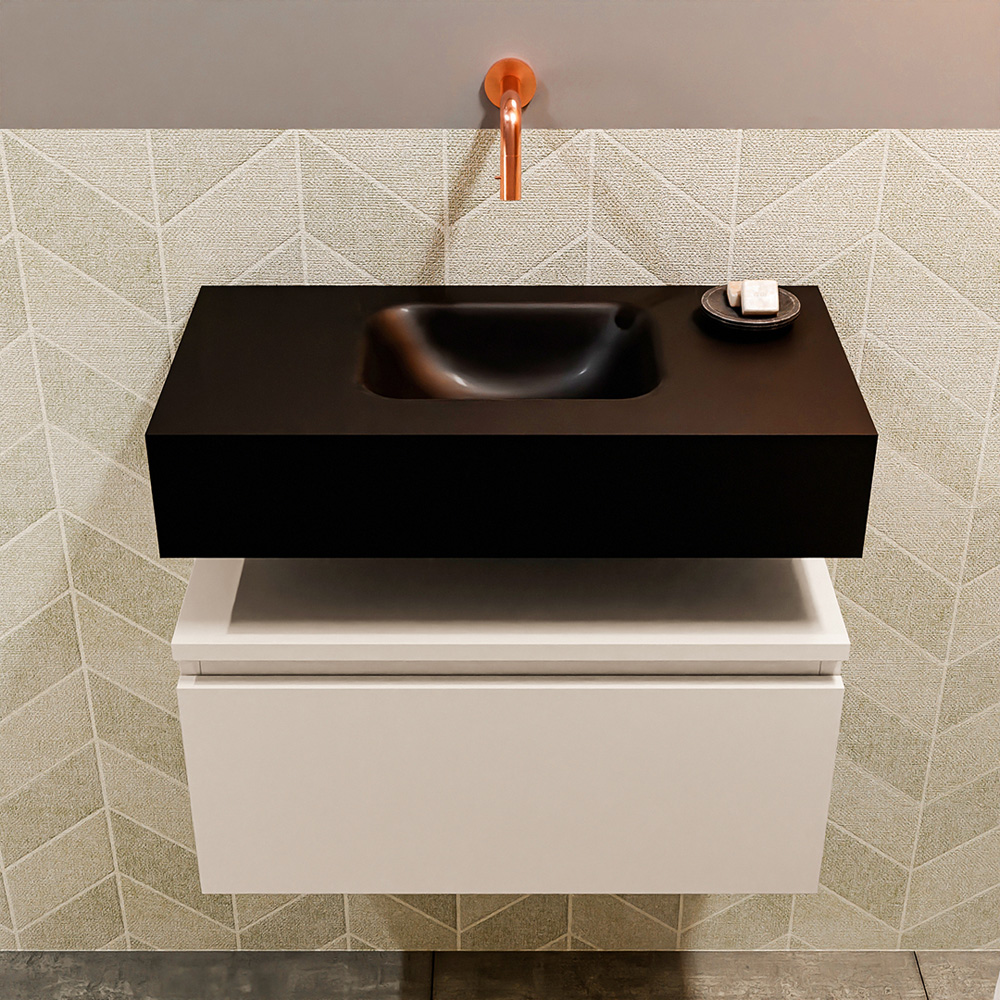 MONDIAZ ANDOR 60cm toiletmeubel linen. LEX 60cm wastafel urban positie midden. Zonder kraangat - Afbeelding 3