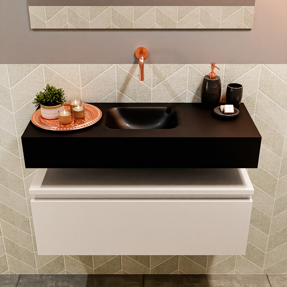 MONDIAZ ANDOR 80cm toiletmeubel linen. LEX 80cm wastafel urban positie midden. Zonder kraangat - Afbeelding 3