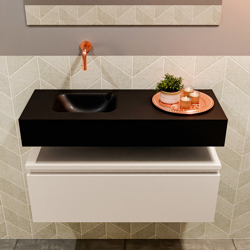 MONDIAZ ANDOR 80cm toiletmeubel linen. LEX 80cm wastafel urban positie links. Zonder kraangat - Afbeelding 3