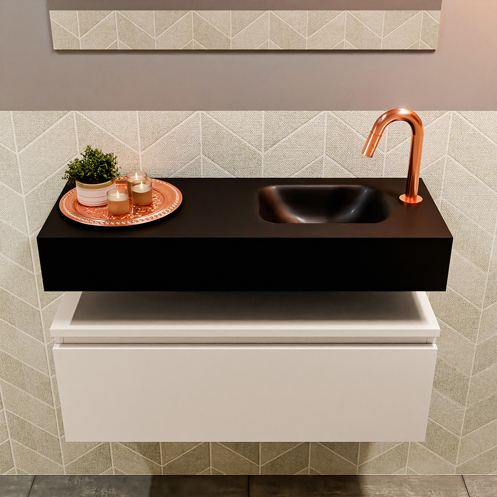 MONDIAZ ANDOR 80cm toiletmeubel linen. LEX 80cm wastafel urban positie rechts. Met 1 kraangat - Afbeelding 3