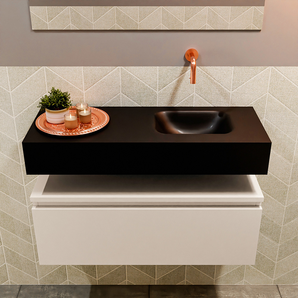 MONDIAZ ANDOR 80cm toiletmeubel linen. LEX 80cm wastafel urban positie rechts. Zonder kraangat - Afbeelding 3