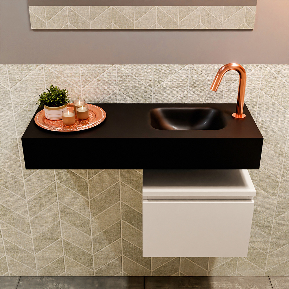 MONDIAZ ANDOR 40cm toiletmeubel linen. LEX 80cm wastafel urban positie rechts. Met 1 kraangat - Afbeelding 3