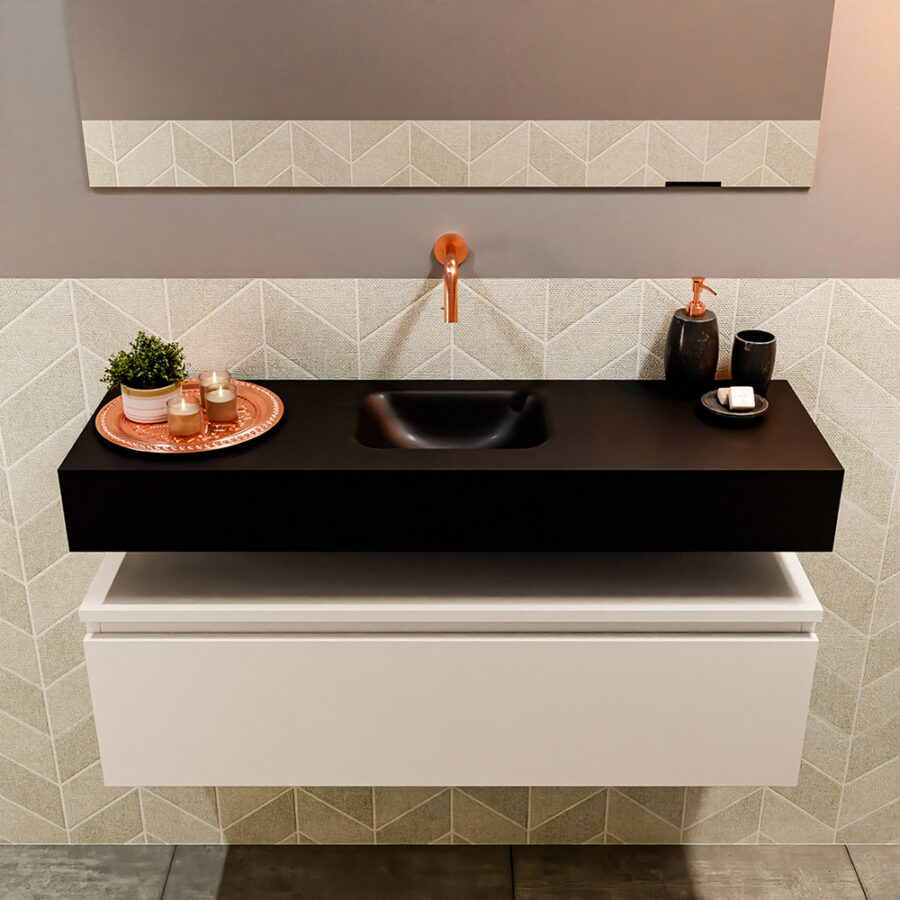 MONDIAZ ANDOR 100cm toiletmeubel linen. LEX 100cm wastafel urban positie midden. Zonder kraangat - Afbeelding 3