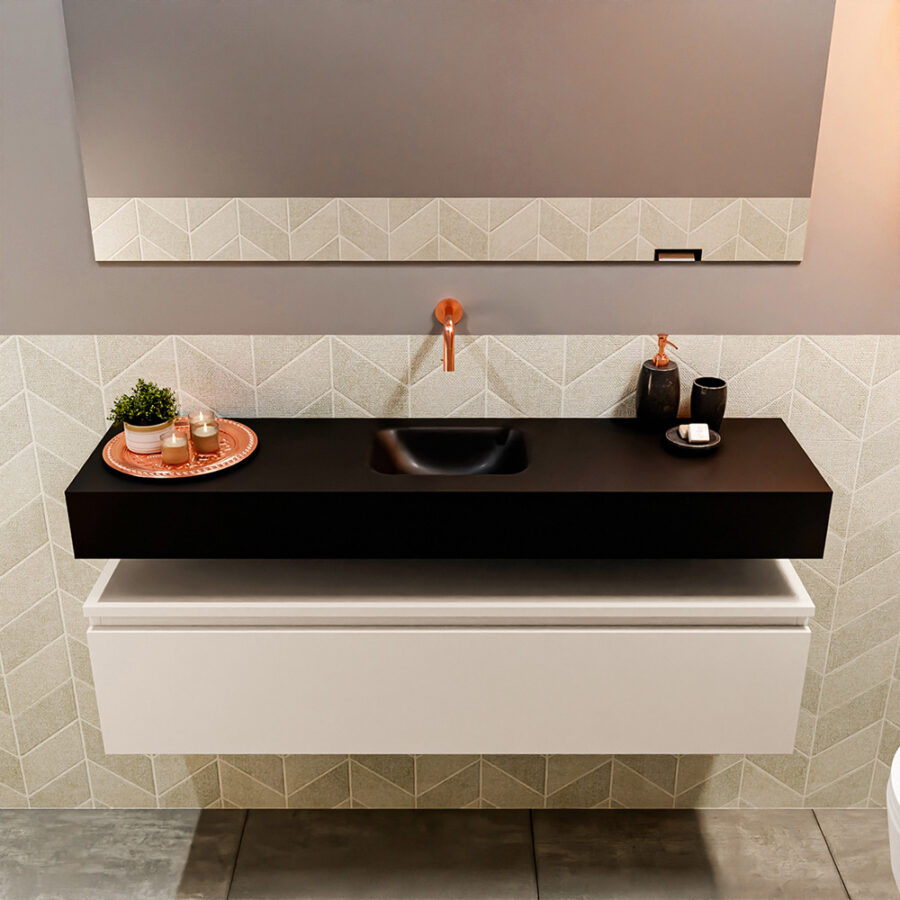 MONDIAZ ANDOR 120cm toiletmeubel linen. LEX 120cm wastafel urban positie midden. Zonder kraangat - Afbeelding 3