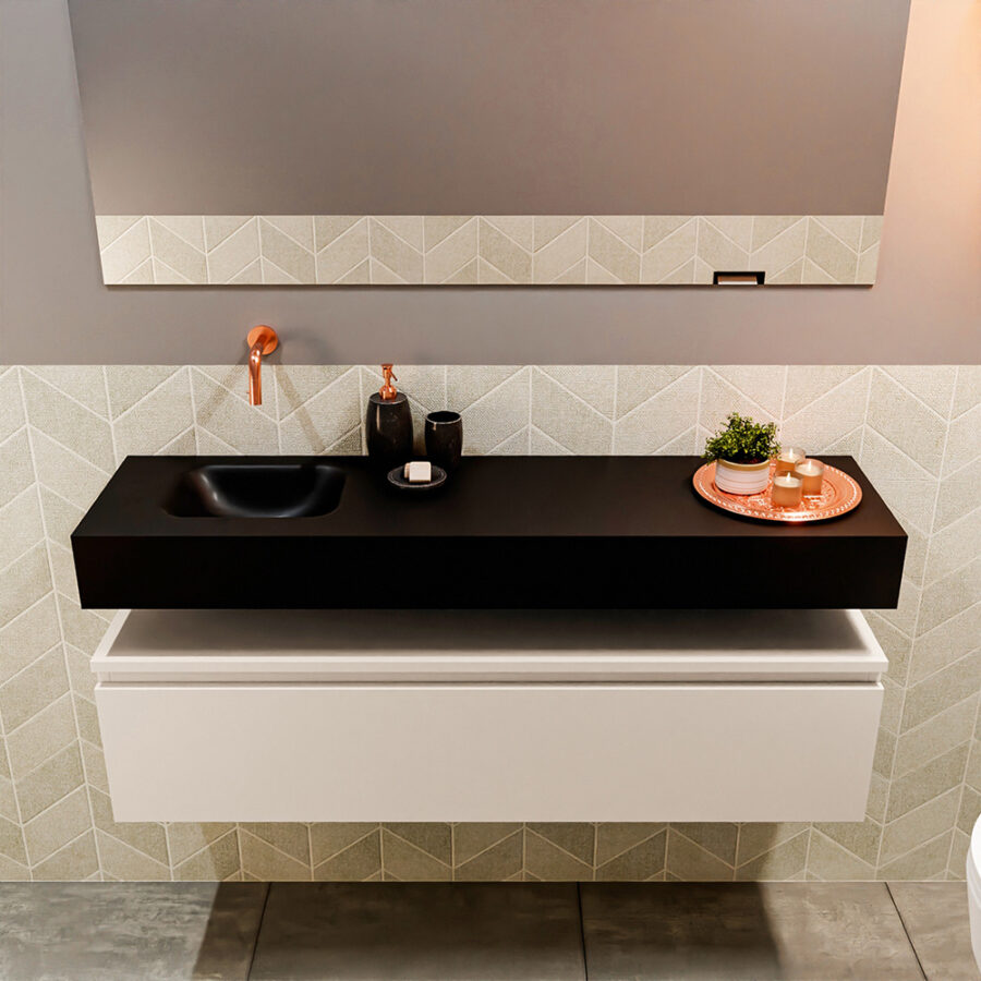 MONDIAZ ANDOR 120cm toiletmeubel linen. LEX 120cm wastafel urban positie links. Zonder kraangat - Afbeelding 3
