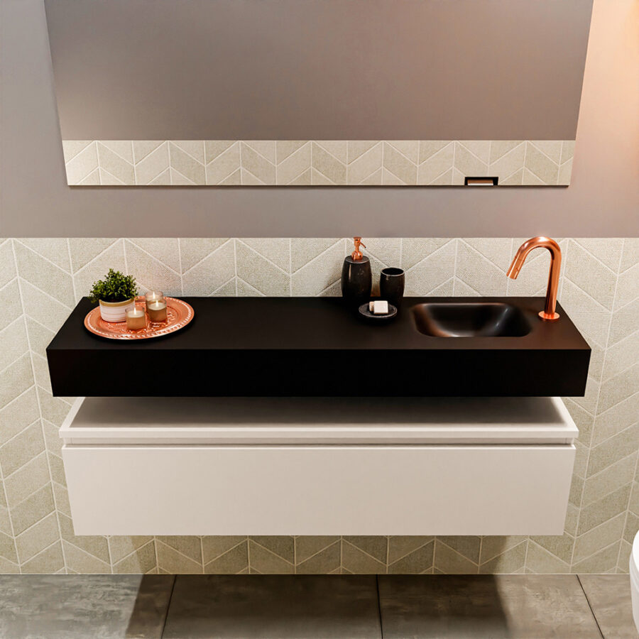 MONDIAZ ANDOR 120cm toiletmeubel linen. LEX 120cm wastafel urban positie rechts. Met 1 kraangat - Afbeelding 3