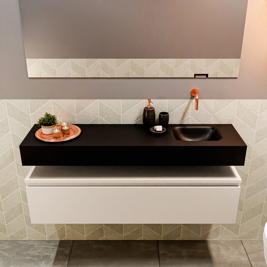 MONDIAZ ANDOR 120cm toiletmeubel linen. LEX 120cm wastafel urban positie rechts. Zonder kraangat - Afbeelding 3