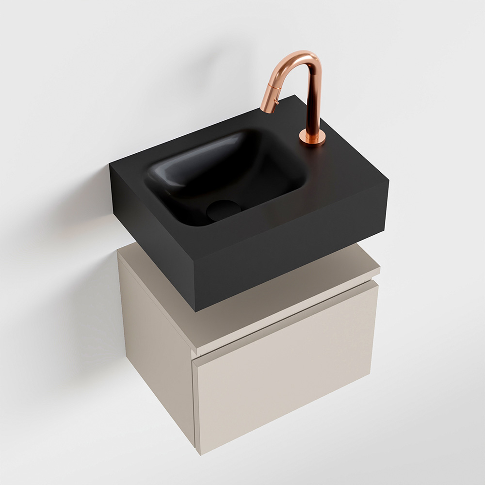 MONDIAZ ANDOR 40cm toiletmeubel linen. LEX 40cm wastafel urban positie links. Met 1 kraangat - Afbeelding 4