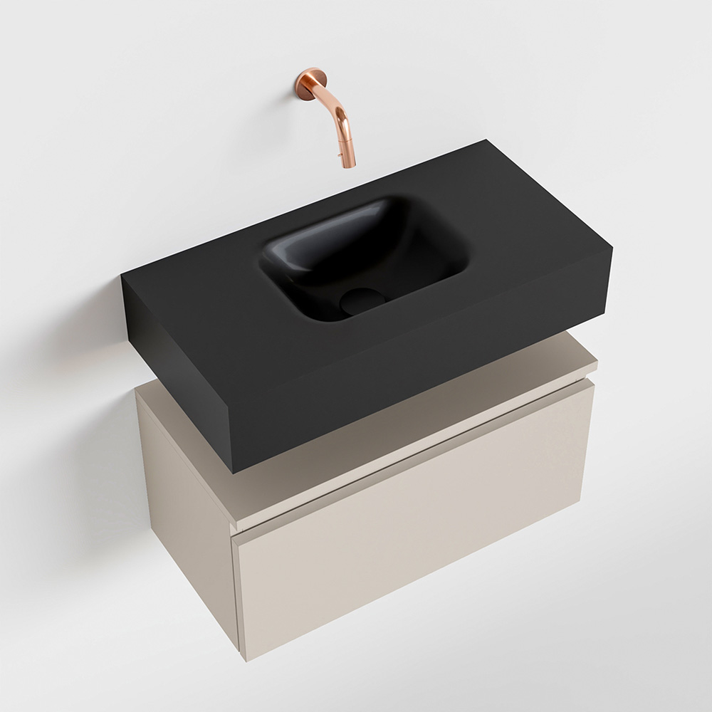 MONDIAZ ANDOR 60cm toiletmeubel linen. LEX 60cm wastafel urban positie midden. Zonder kraangat - Afbeelding 4