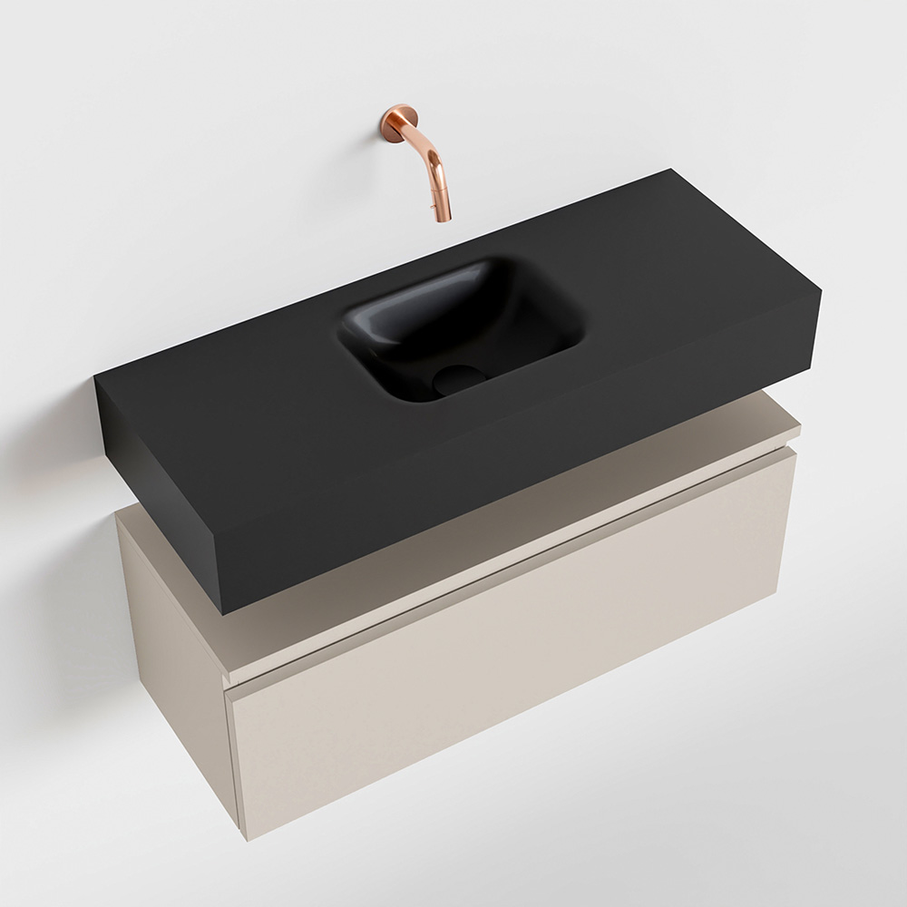 MONDIAZ ANDOR 80cm toiletmeubel linen. LEX 80cm wastafel urban positie midden. Zonder kraangat - Afbeelding 4