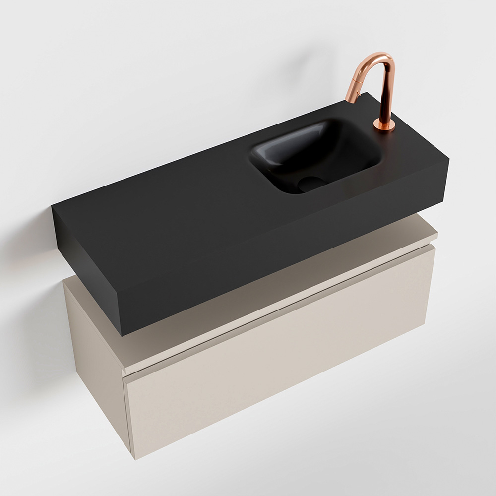 MONDIAZ ANDOR 80cm toiletmeubel linen. LEX 80cm wastafel urban positie rechts. Met 1 kraangat - Afbeelding 4