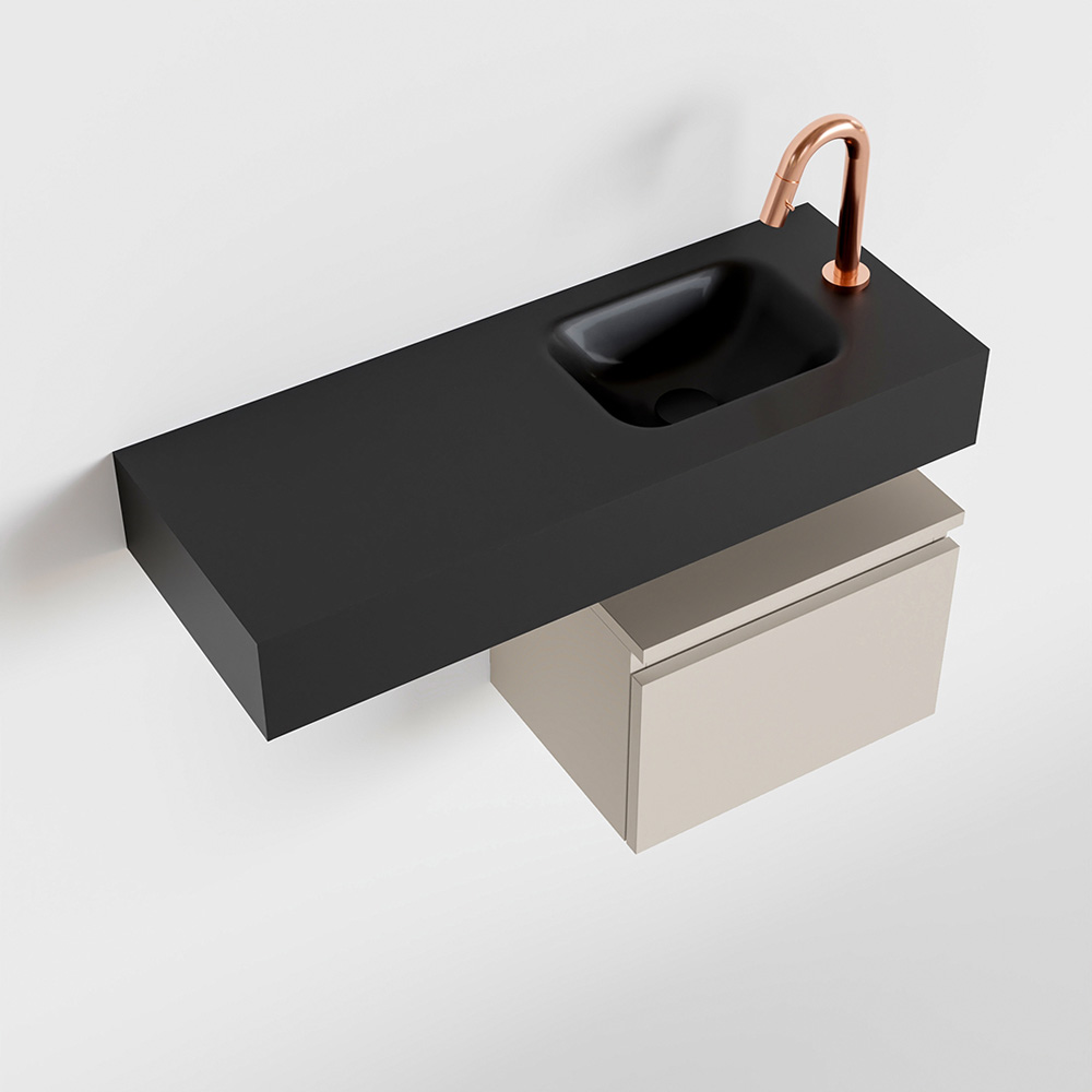 MONDIAZ ANDOR 40cm toiletmeubel linen. LEX 80cm wastafel urban positie rechts. Met 1 kraangat - Afbeelding 4