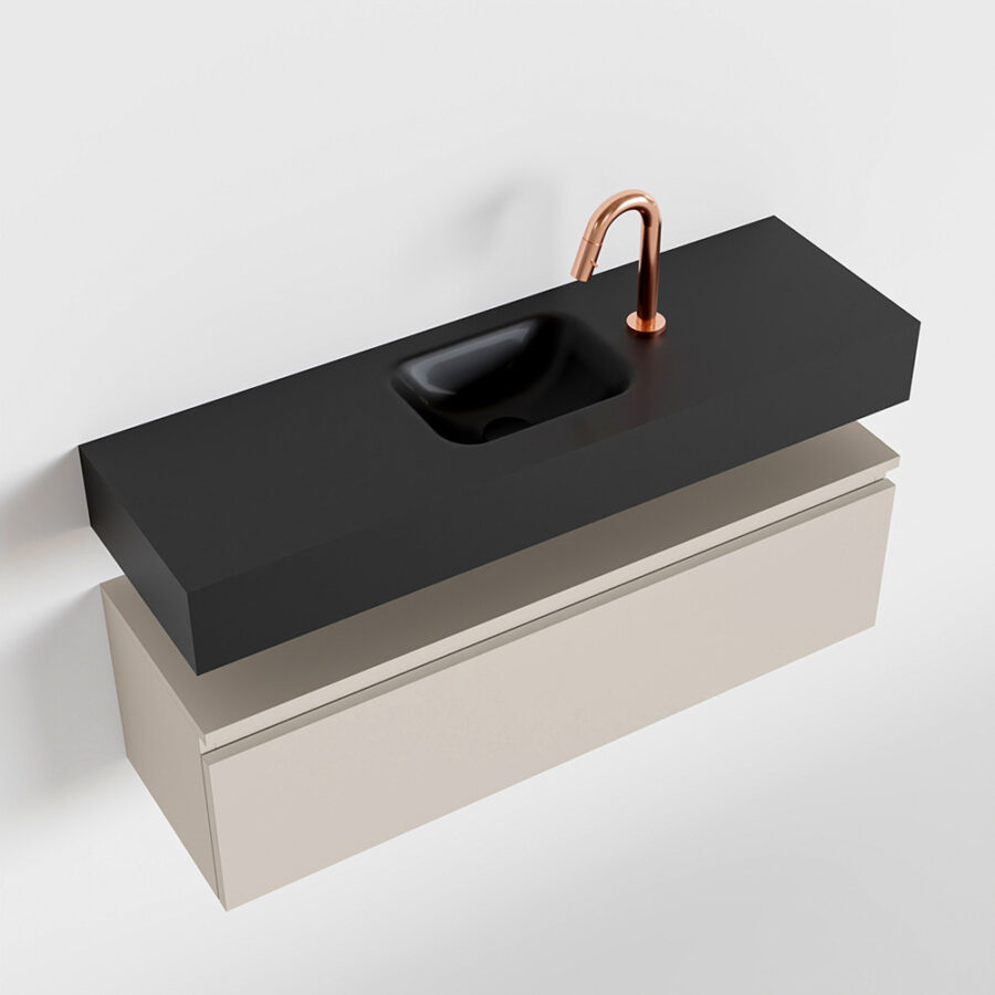 MONDIAZ ANDOR 100cm toiletmeubel linen. LEX 100cm wastafel urban positie midden. Met 1 kraangat - Afbeelding 4
