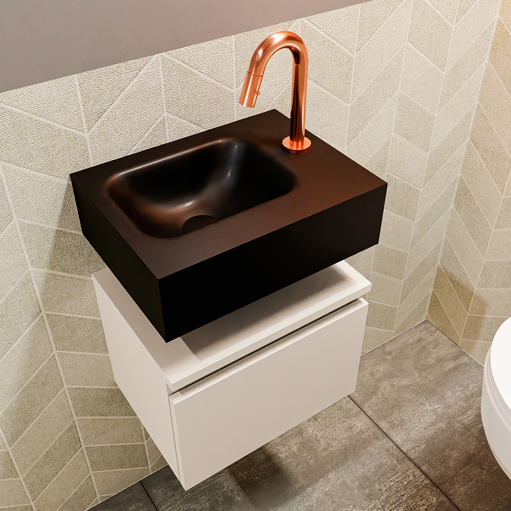 MONDIAZ ANDOR 40cm toiletmeubel linen. LEX 40cm wastafel urban positie links. Met 1 kraangat - Afbeelding 2