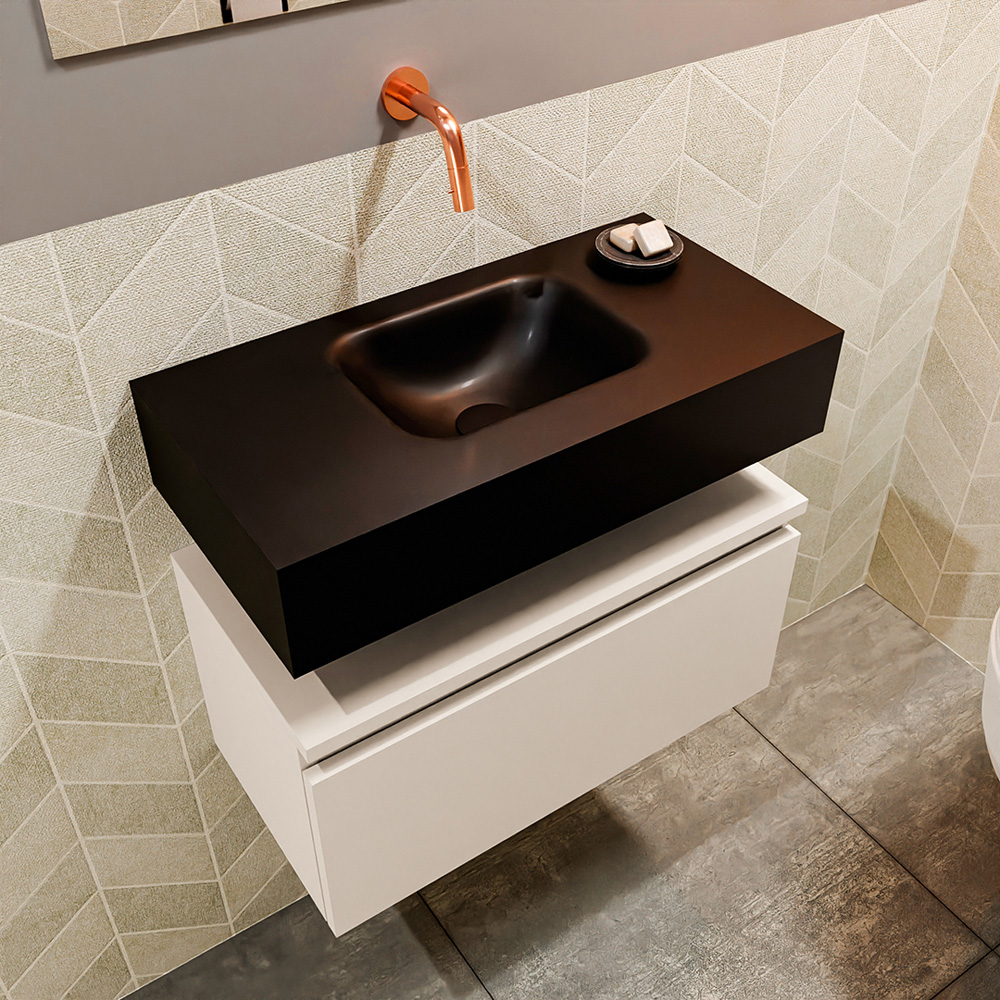 MONDIAZ ANDOR 60cm toiletmeubel linen. LEX 60cm wastafel urban positie midden. Zonder kraangat - Afbeelding 2