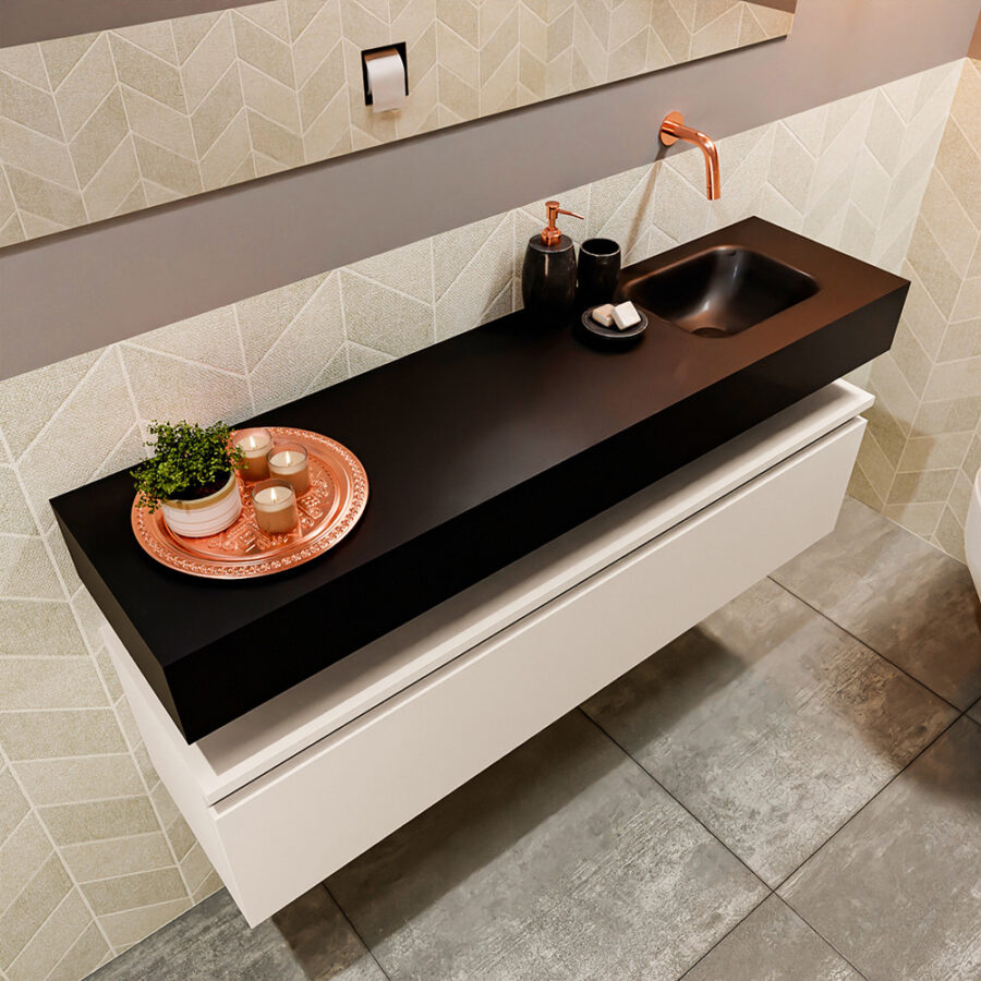 MONDIAZ ANDOR 120cm toiletmeubel linen. LEX 120cm wastafel urban positie rechts. Zonder kraangat - Afbeelding 2