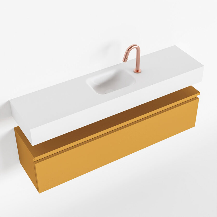 MONDIAZ ANDOR 120cm toiletmeubel ocher. LEX 120cm wastafel talc positie midden. Met 1 kraangat - Afbeelding 4