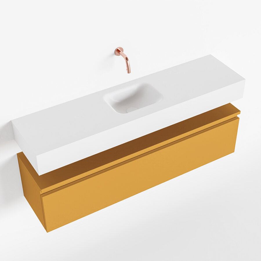 MONDIAZ ANDOR 120cm toiletmeubel ocher. LEX 120cm wastafel talc positie midden. Zonder kraangat - Afbeelding 4