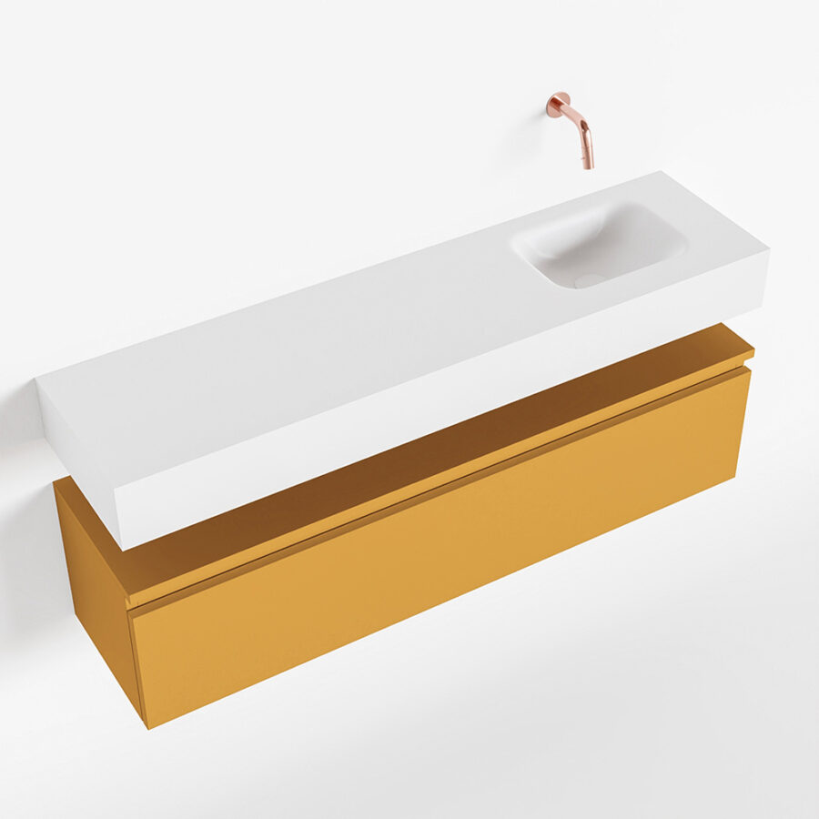 MONDIAZ ANDOR 120cm toiletmeubel ocher. LEX 120cm wastafel talc positie rechts. Zonder kraangat - Afbeelding 4