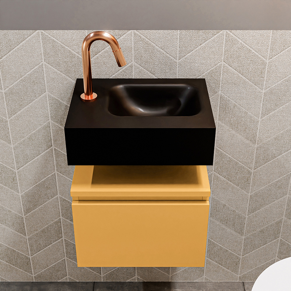 MONDIAZ ANDOR 40cm toiletmeubel ocher. LEX 40cm wastafel urban positie rechts. Met 1 kraangat - Afbeelding 3
