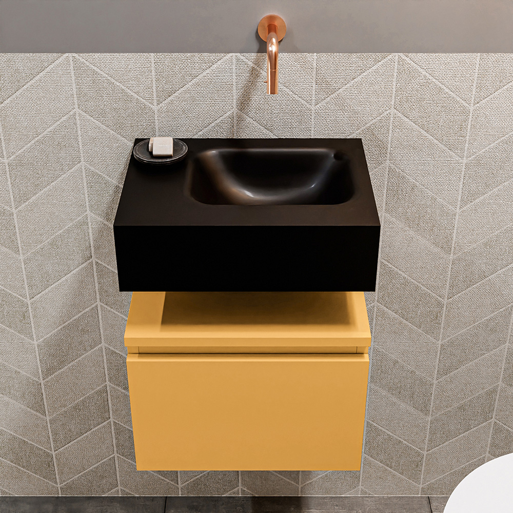 MONDIAZ ANDOR 40cm toiletmeubel ocher. LEX 40cm wastafel urban positie rechts. Zonder kraangat - Afbeelding 3